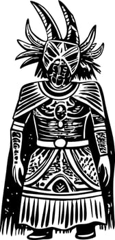 A vintage style illustration of ancient mayan costume vector