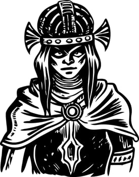 A glyph style illustration of a maya priest vector