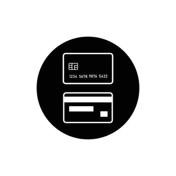 Credit card icon in white line. Credit card payment icon vector