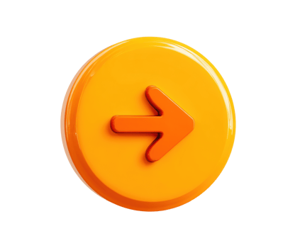 Bright orange arrow button for interactive design and user interface png