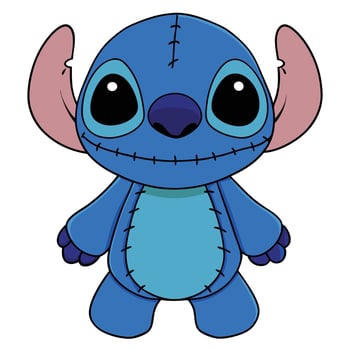 Cute cartoon alien illustration lilo and stitch character design isolated vector