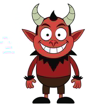 Cartoon red devil illustration with big smile and horns for halloween vector