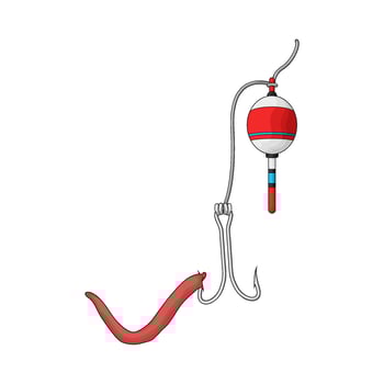 worm baited hook vector