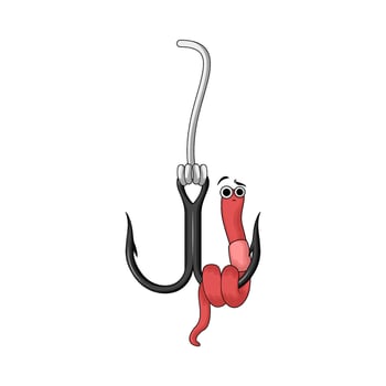 worm baited hook illustration vector