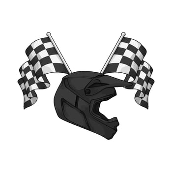 racing helmet with racing flag vector