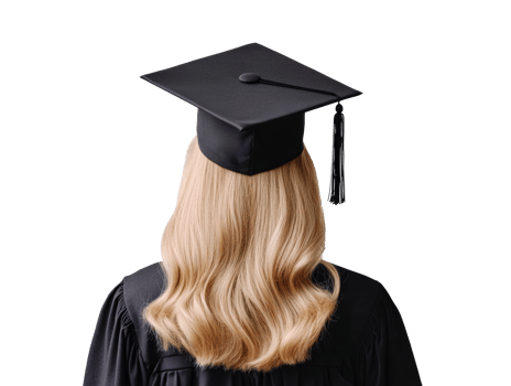 Graduation ceremony celebration with graduate in cap and gown png