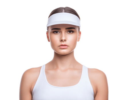 Fit woman in sportswear wearing a visor for outdoor activities png