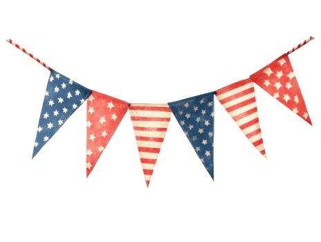 Festive bunting with red white and blue colors for celebrations png