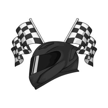 illustration of racing helmet with racing flag vector