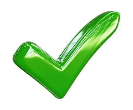 Green checkmark symbol signifying approval or success for design use png