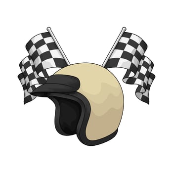 racing flag with helmet vector