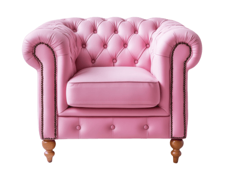 Elegant pink tufted armchair for fashionable interiors and decor png
