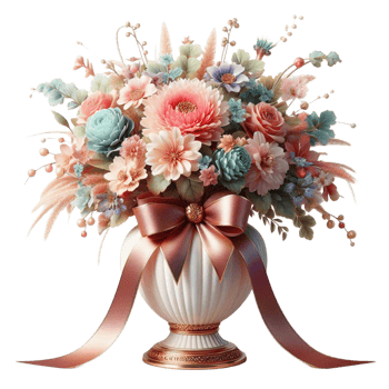 Pastel Floral Arrangement in Elegant Vase png