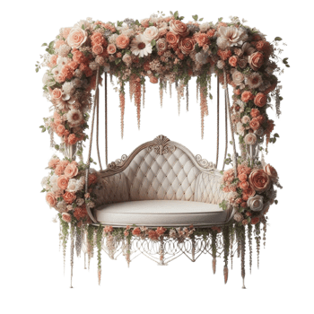 Rustic Floral Canopy Bed png