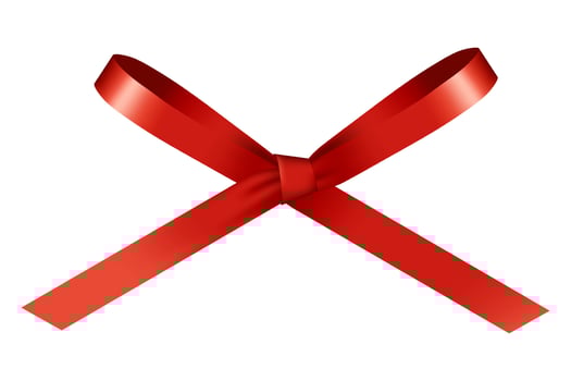 Decorative red ribbon bow element. Isolated mockup for Birthday, Christmas, New year, Valentine's, Wedding, Holiday or Event decoration. vector
