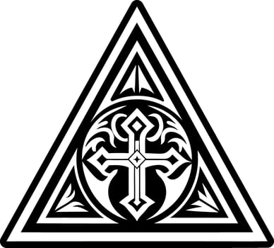 A solid style icon of religious cross tattoo vector