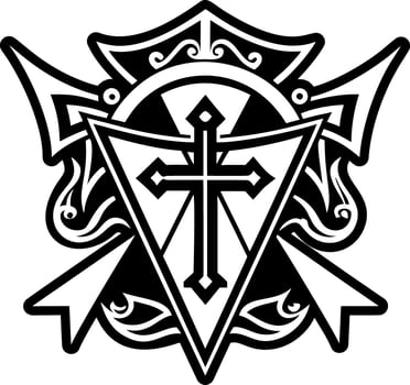 A filled style icon of cross pennant tattoo vector
