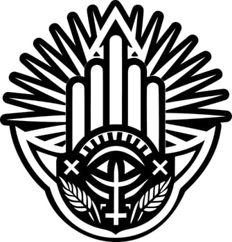 A filled style icon of god hand tattoo vector