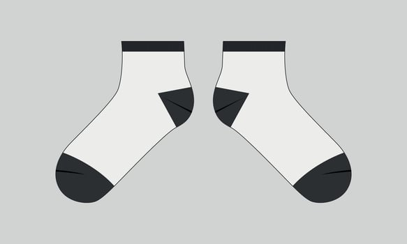 Socks technical drawing template isolated on grey background vector