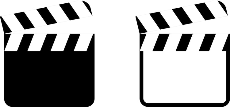 Movie clapperboard. Filmmaker's clapboard icon. Hollywood Film clapper. films movie chalk clap board vector
