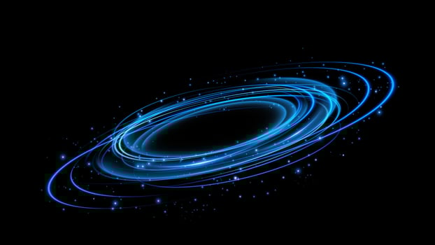 Vibrant and Exciting Blue Circular Energy Waves Set Against a Black Background, Creating a Stunning Visual Effect vector