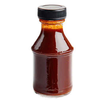 Rich and flavorful homemade barbecue sauce in a glass bottle ready for grilling or marinating meats png