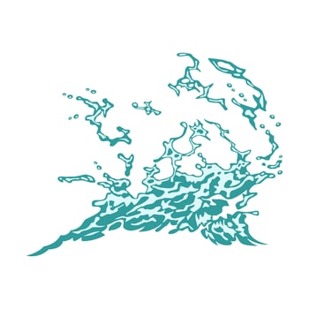 illustration of a dramatic blue water splash with dynamic waves and droplets fishing logo vector