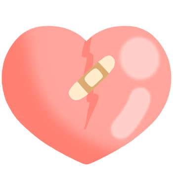 Broken pink heart collage with plaster png