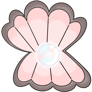 The pink shell has pearls in it. png