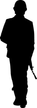 Silhouette of Soldier Holding Rifle vector