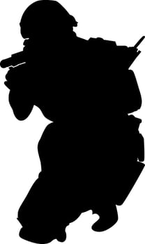Silhouette of a soldier in combat stance vector