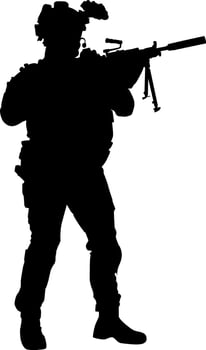 Silhouette of Soldier hand holding a Rifle vector