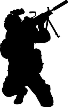 Silhouette of a Sniper Aiming a Rifle vector