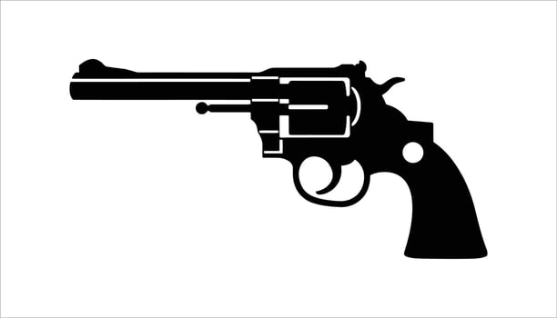 Vintage Revolver Pistol , Black Silhouette Illustration vector