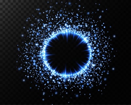 A dynamic blue sparkling circular effect enhanced with glowing particles that create a mesmerizing visual experience vector