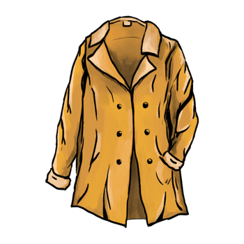 Khaki color long coat isolated pencil and watercolor illustration png