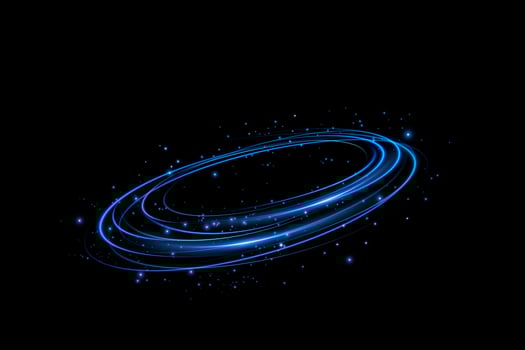 In the vast expanse of cosmic space, beautiful glowing blue rings have been discovered, surrounded by twinkling stars vector