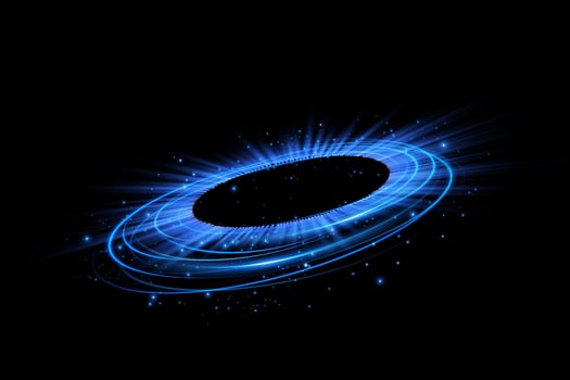 Experience the captivating Futuristic Blue Energy Swirl Effect, featuring Bright Glowing Particles that mesmerize vector