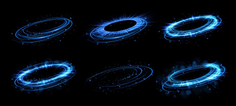 Futuristic Blue Energy Circles Stunningly Dynamic and Glowing Vortex Effects for Visual Appeal and Impact vector