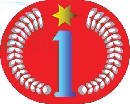 Number One Badge with Laurel Wreath and Star vector