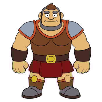 Cartoon giant warrior standing brave and strong illustration full body view vector