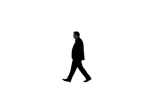 A silhouette of man walking against plain background, conveying sense of movement and simplicity. image captures profile of figure in minimalist style png