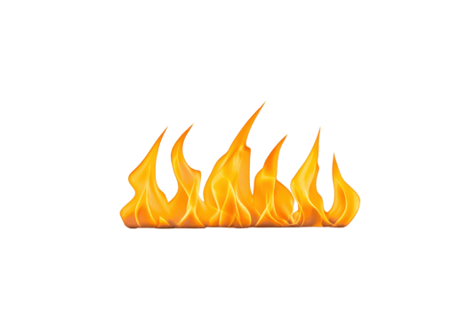 A vibrant illustration of orange flames with transparent background, showcasing dynamic movement and energy. Perfect for design projects needing fiery element png