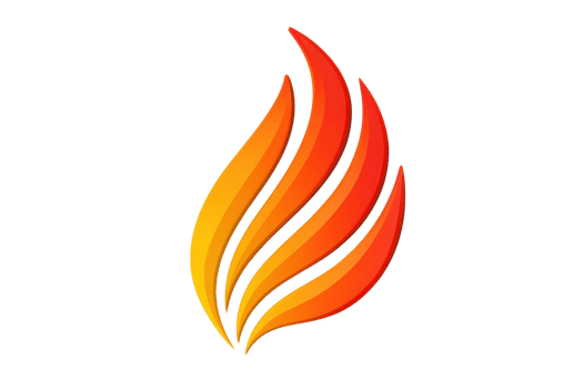 A stylized flame icon with vibrant orange and red colors, symbolizing energy and warmth. design features smooth, curved lines that create dynamic and modern appearance png