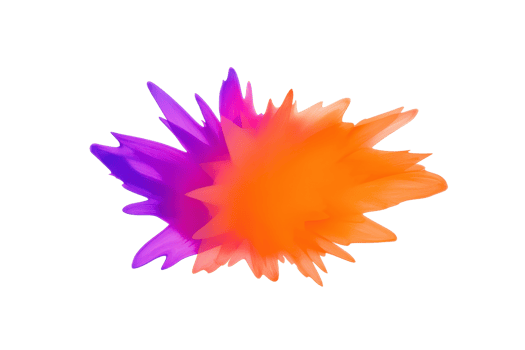 A vibrant abstract flower with orange and purple petals, showcasing dynamic and colorful design. petals appear to burst outward, creating sense of movement and energy png