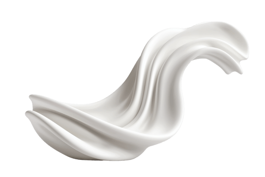 A smooth, abstract white sculpture with flowing curves and elegant design, resembling wave or fabric in motion, isolated on transparency background png