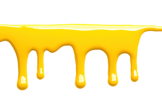 A vibrant yellow paint drips down against transparency background, creating dynamic and artistic effect. glossy texture and bright color evoke creativity and energy png