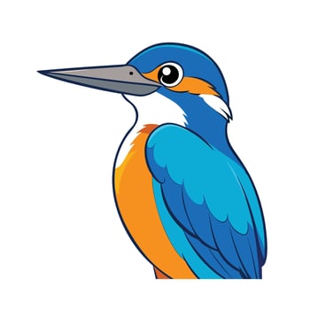 Cartoon Kingfisher Bird Illustration with Vibrant Colors vector
