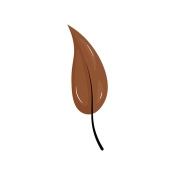 Brown leaf in flat design. Foliage plant, abstract floral decoration. illustration isolated. vector