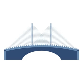 Bridge architecture in flat design. Cable stay construction with geometric shape. illustration isolated. vector